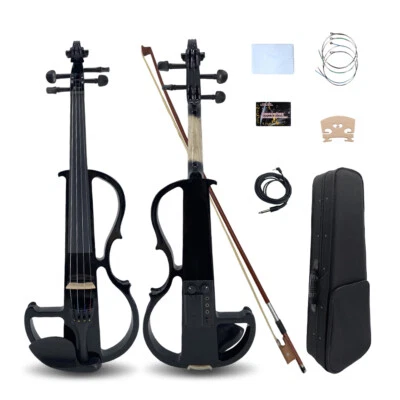 4 String Ebony Electric Violin Full Beginner Kit with Case Bow and Accessories - Image 1 of 4