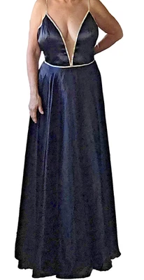 Jules & Cleo Formal Negro Corbata Vestido Estrás Correas Transparente Profundo Cuello en V Talla 20 Nuevo con Etiquetas Foto 1 de 4