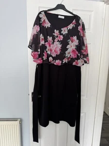 Ladies/Womens, Dress, Yours Clothing, Plus Size 26/28. Floral, Pink Black White - Picture 1 of 10
