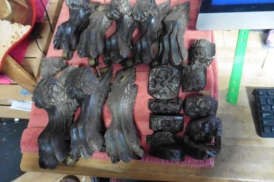 8 Silla de mesa antigua garra de tigre de león madera pies de caoba salvamento arquitectónico Foto 1 de 4