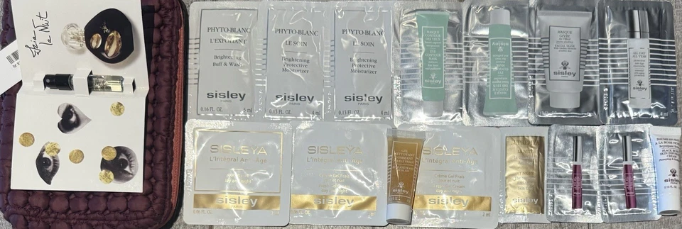 SISLEY 13 pacotes de amostra - 2x creme gel fresco, máscara de contorno de olhos, olho de rosa preta. - Imagem 1 de 3