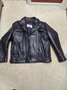Chaqueta de montar/carrera de cuero negra para hombre Real Work Wear XL forro con cremallera ventilaciones - Imagen 1 de 8