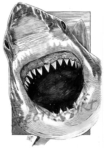 JAWS ORIGINAL ART "The Great White Shark" by Spectroxart - Picture 1 of 3