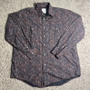 Rough Stock Panhandle Slim Hemd Herren Large L Lila Paisley Western Pearl Snap - Bild 1 von 8