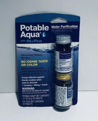 Potable Aqua Iodine Germicidal Water Purification w/ PA+ Plus 50-Tablets of Each - Image 1 of 4