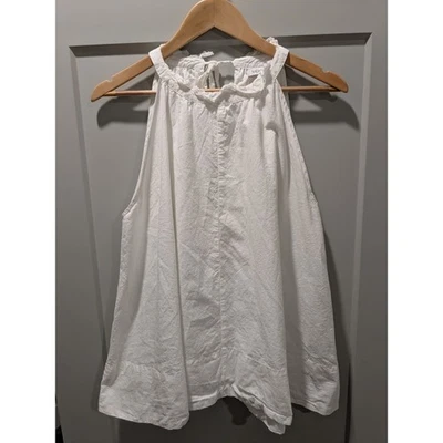 Mersea белый хлопок оборкой шеи без рукавов галстук назад Майка S/M - Изображение 1 из 4