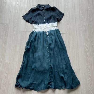 Vestido Camisa J Crew Cerise Tingido por Mergulho Ramie Tamanho 12 Falha Multicolorida - Imagem 1 de 4