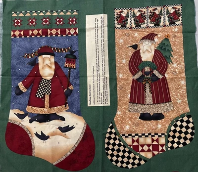 DEBBIE MUMM Navidad SANTA Medias Corte y Coser - 1 Panel de Tela - Hace 2 Foto 1 de 2