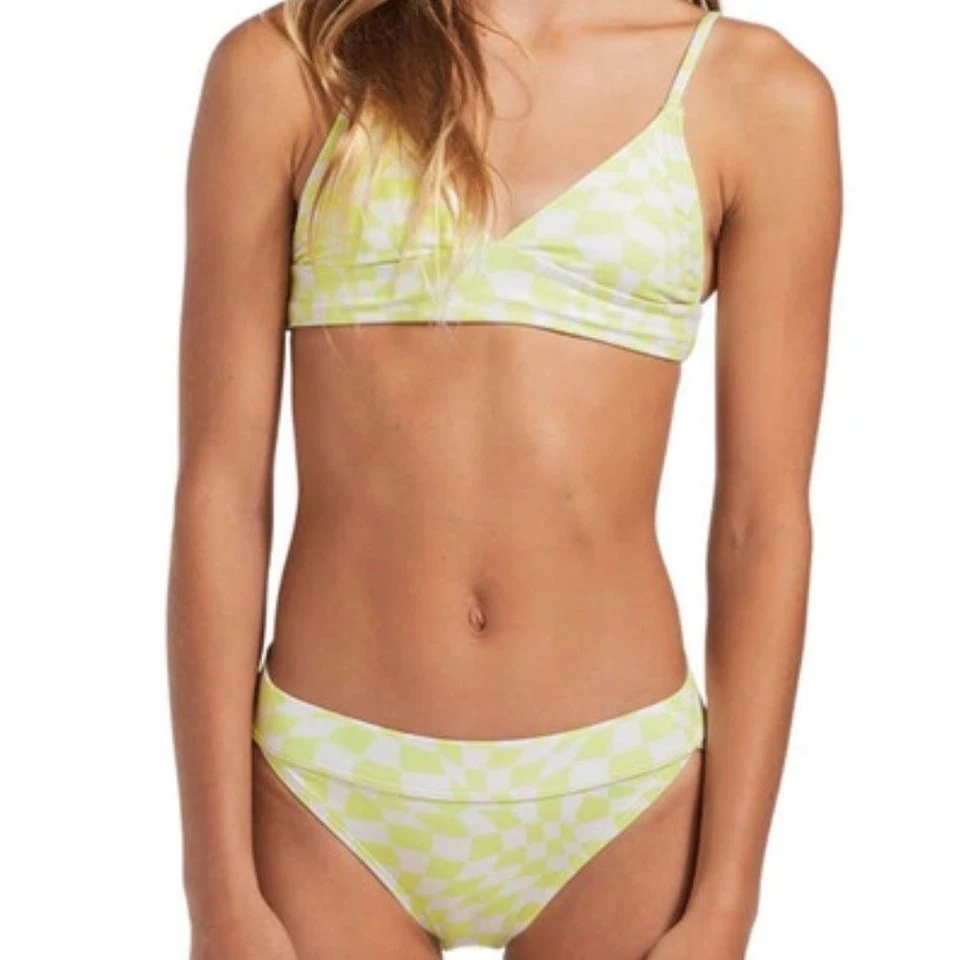 Billabong Lime and White Bikini Set Girls Size 7 - Image 1 of 4