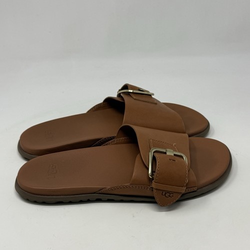 Sandali Ugg Solivan grandi con fibbia slide donna 6 5 pelle marrone cognac comodi