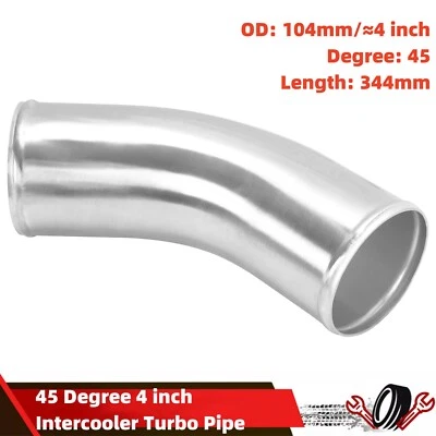 45 Degree 4" inch Intercooler Intake Turbo Pipe hose Aluminum For Universal - Image 1 of 4