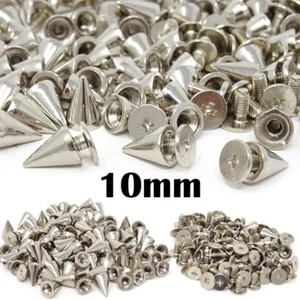 lot 10mm Spots Cone Screw Metal Studs Leathercraft Clothing Rivet Bullet Spikes - Picture 1 of 20