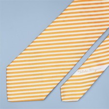 SALVATORE FERRAGAMO TIE Tangarine Orange Striped Classic Woven Silk Necktie