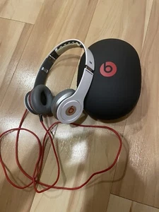 MONSTER SOLO Beats By Dre Pro Wired Headphones White Red w/ CASE - 100% Works - Picture 1 of 11