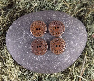 Zen Canyon Natural Brown Sunflower 2-Hole Carved Yak Bone Buttons 4 Pack - Picture 1 of 5