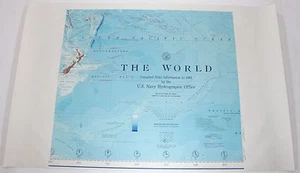 The World Pacific Basin 1961 Vintage Original US Navy Hydrographic Map - Picture 1 of 11