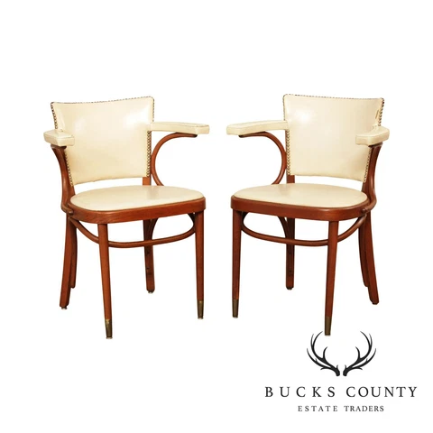 Thonet Mid Century Art Deco Style Pair Bentwood Armchairs Cover
