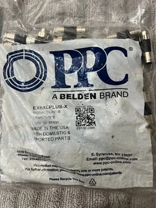 PPC BELDEN EX6XLPLUS CABLE RG6 COAX COMPRESSION FITTINGS CONNECTORS 50 piece - Picture 1 of 2