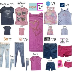 Girl 7/8Y Clothing Bundle 9 Pieces, 20 Outfits, T-shirts Shorts Pants  Mix&Match - Picture 1 of 10