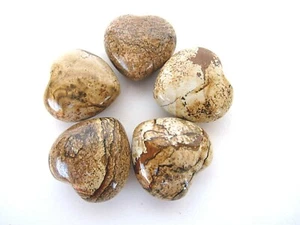 One Picture Jasper Heart 30mm Heal Past Memories Reiki Healing Crystal with Bag - Picture 1 of 1