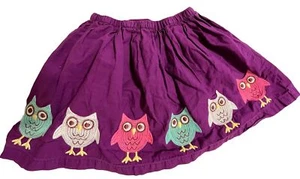Lands End Kids Girls Sz 5 Purple Elastic Waist Skort W/ Embroidered Owls - Picture 1 of 4