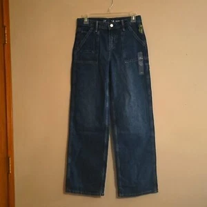 New Gap Kids Size 14 Medium wash Carpenter 100% Cotton Adjustable Jeans - Picture 1 of 10