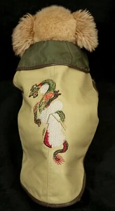 MEDIUM Baby Doll Pliner Dog Coat/Jacket Leather Embroidered Dragon Made in Italy - Picture 1 of 12