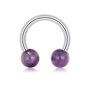 14G Surgical Steel Horseshoe Nose Septum Ring Crystal Amethyst Cartilage Earring - Picture 1 of 13
