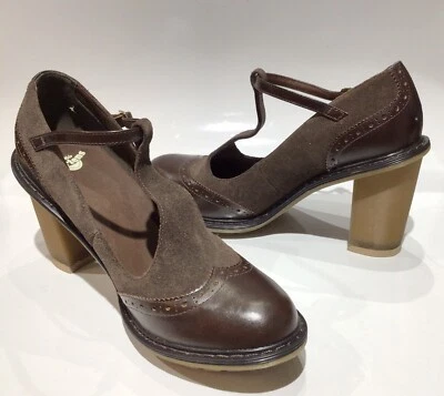 Dr. Martens Karishma Brogue T-Bar Heels Brown Leather & Suede Size 9 NWOB - Image 1 of 4