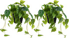 2 Pack Home Office Artificial Scindapsus Aureus Realistic Fake Plants with Pot 