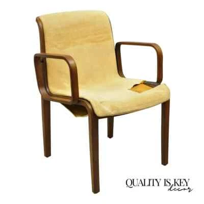 Sillón de comedor tapizado de madera curvada moderno Bill Stephens para Knoll Mid Century Foto 1 de 4