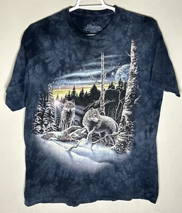 Camicia The Mountain uomo XL lupo stampa grafica neve inverno cravatta tinta luna - Foto 1 di 4