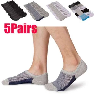 5 Pairs Men Casual Boat Socks Non-Slip Invisible Low Cut No Show Liner Sock - Picture 1 of 15