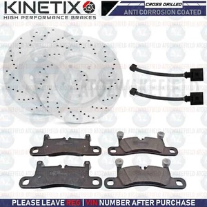 Para Porsche Cayenne 4.8 Trasero Perforados Freno Discos Pastillas Cable Sensor - Imagen 1 de 2