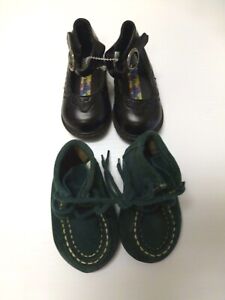  Baby Girls Shoes Lot Jack & Jill Size 1 Black & Gap Size 3 Green Suede Leather 