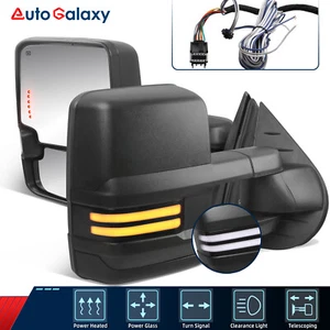 Pair Switchback Power Heated Tow Mirrors For 2007-2014 Chevy Silverado GMC Yukon - Picture 1 of 13