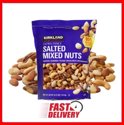 Nueces mixtas extra elegantes saladas Kirkland Signature Premium 2,5 lb Foto 1 de 4