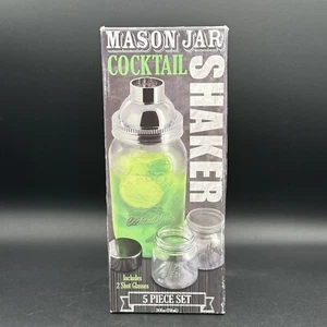 Juego de 5 coctelera Mason Jar incluye dos vasos de chupito Home Bar Set - Imagen 1 de 19