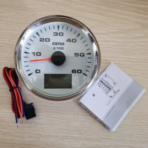85mm 3-3/8" Pulse Tachometer with Hour Meter 6000RPM for Car Marine 7 Colors Led - Picture 1 of 6