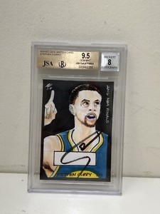 Steph Curry Signed 2016 Sketch by Jon Rademacher JSA and Beckett 1/1 RARE 9.5