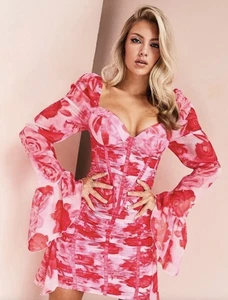ASOS Luxe Chiffon Ruched Corset Mini Dress Size 10 Brand New With Tags - Picture 1 of 9