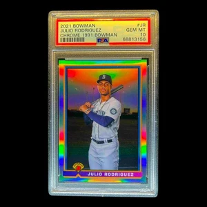 JULIO RODRIGUEZ ROOKIE REFRACTOR SILVER HOLO SP Insert Rare Non Auto PSA 10 GEM - Bild 1 von 2