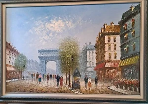 Dipinto olio Caroline C. Burnett originale impressionismo Parigi 36"x24" su tela - Foto 1 di 2