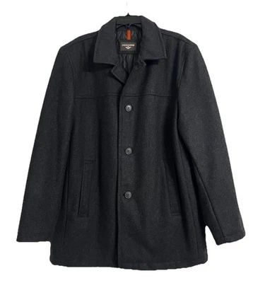 Dockers Wool Pea Coat Men XL Charcoal Overcoat ButtonUp Lined Winter Jacket Logo - Image 1 of 4