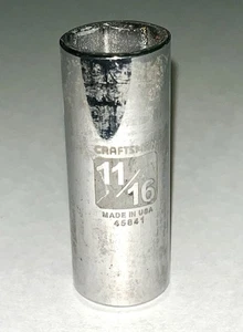 Vintage Craftsman 45841 3/8" Drive 6 Point 11/16" Deep Socket USA - Imagen 1 de 10