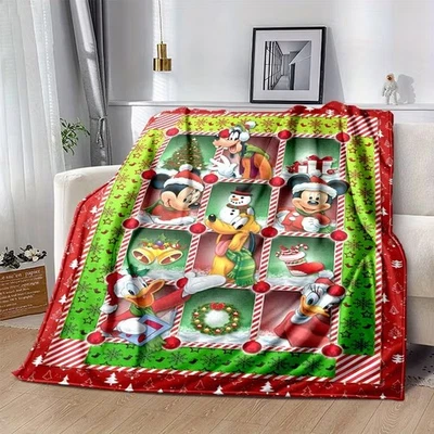 Mickey & Friends Jingle Bells Festive Holiday Merry Christmas Home Decor Blanket - Image 1 of 4
