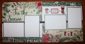 Chrismtas scrapbook pages 2 each 12 x 12 handmade "Tis the Season" assembled - Picture 1 of 6