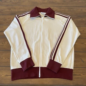 VTG Jaguar Products Inc.  Track Jacket (L) Cream/Burgandy Stripe 70’s 80’s Retro - Picture 1 of 12