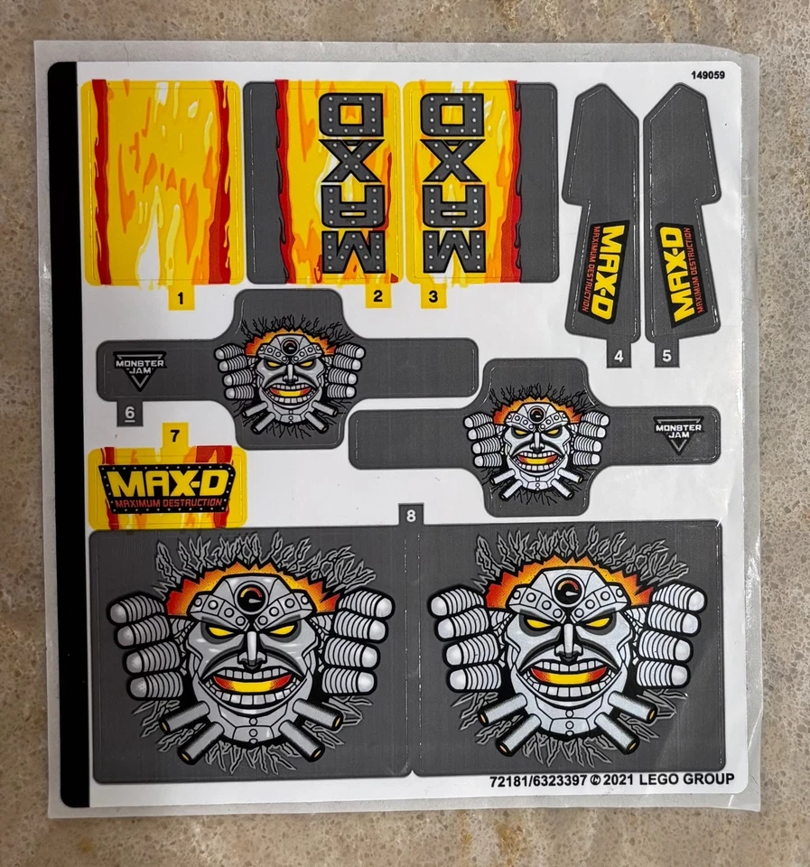 Lego Technic Race STICKER SHEET ONLY for Lego Set 42119 Monster Jam Grave Digger - Image 1 of 1