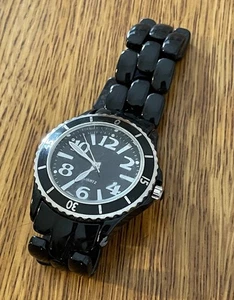 Stainless Steel Men’s Black Watch Japan Movement Untested - Picture 1 of 4